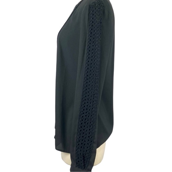 Ann Taylor black top with lace embellishments - Picture 3 of 7